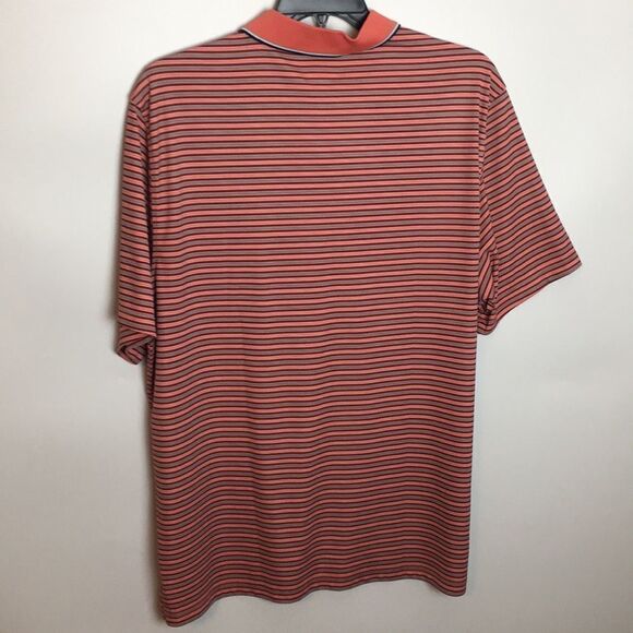 Greg Norman for Tasso Elba Polo Golf Shirt Men's XL Play Dry Salmon Striped - Picture 5 of 12